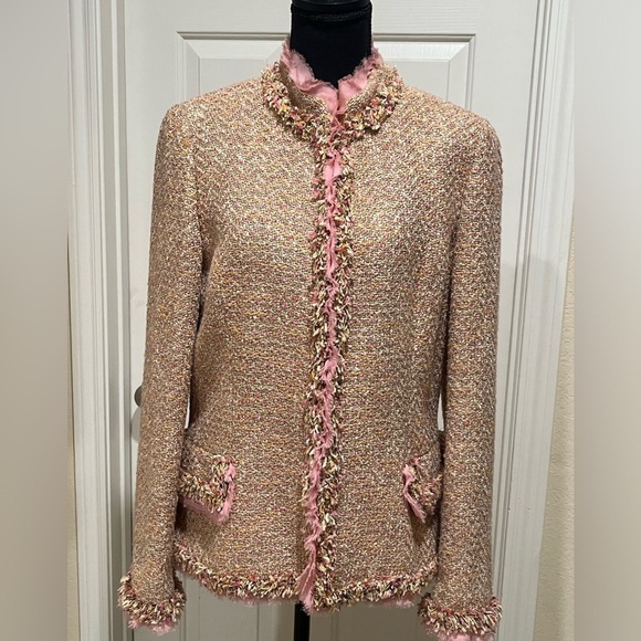 DANA BUCHMAN BOUCLE TWEED
BLAZER JACKET, OFFICE SIREN, PINK/ TAUPE SIZE 10 - Picture 4 of 13